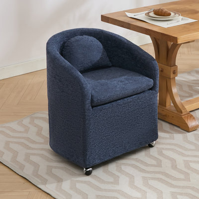 Ensemble de fauteuil de salle à manger en chenille avec coussin de dossier et roulettes universelles pour une assise confortable et flexible