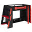 Lit mezzanine simple avec bureau, tablettes multiples et lumières RVB, lit pour enfant en bois rouge peu encombrant-687775461