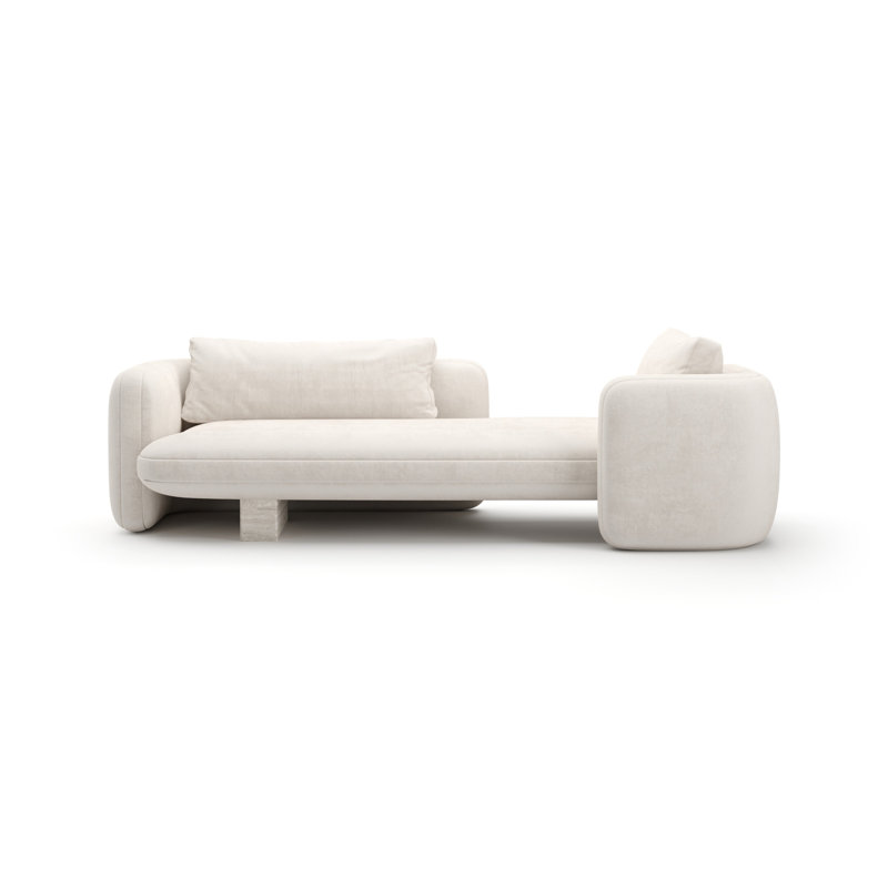 Overlap Velvet Chaise Lounge, White, White