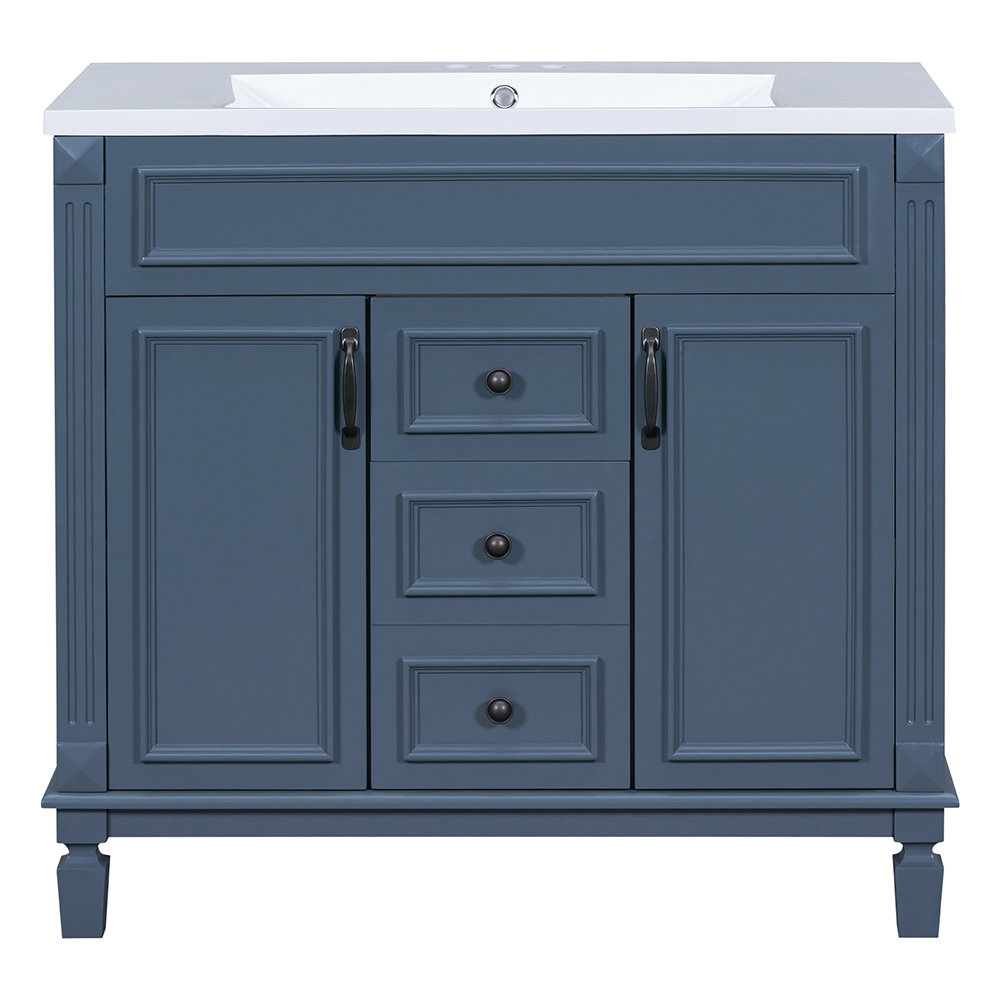 Winston Porter Rahees 35.9'' Single Bathroom Vanity with Solid Wood Top ...