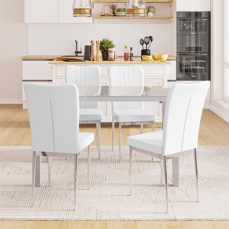 Albiery 47cm H Upholstered Metal Parsons Chair, White