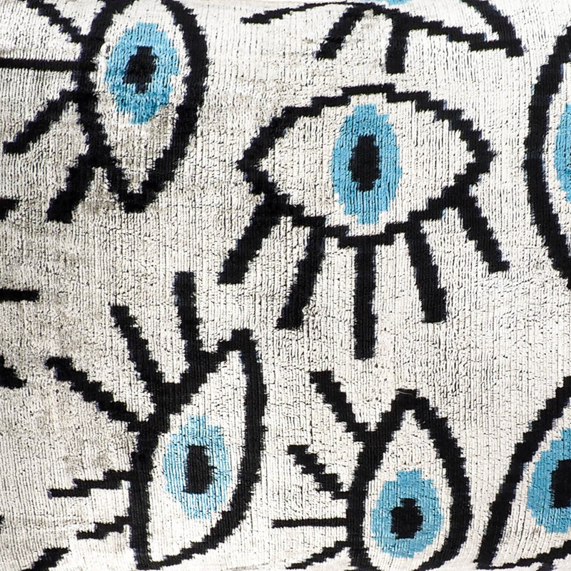 Housse de coussin en soie Ikat, Gris