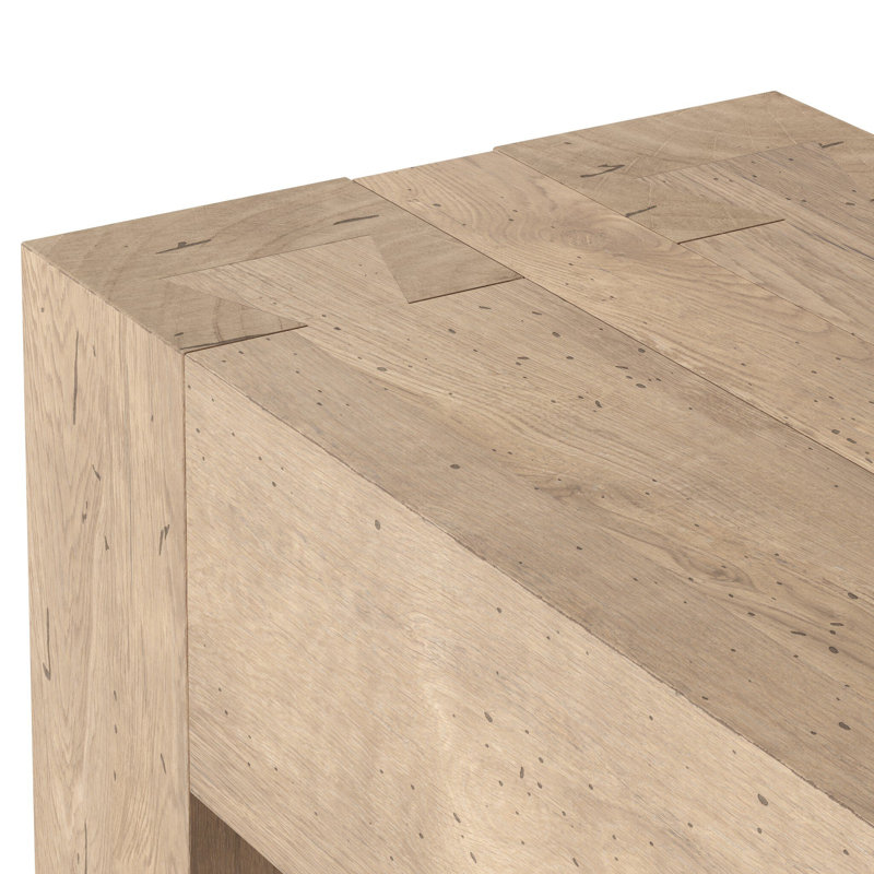Abaso Console Table, 33" H x 86" W x 20.25" D, Whitewash Rustic Wormwood Oak