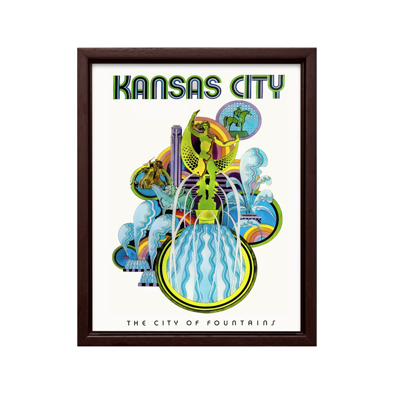 Fontaines de Kansas City, Canevas, H 16 po x l 20 po, Encadrement brun
