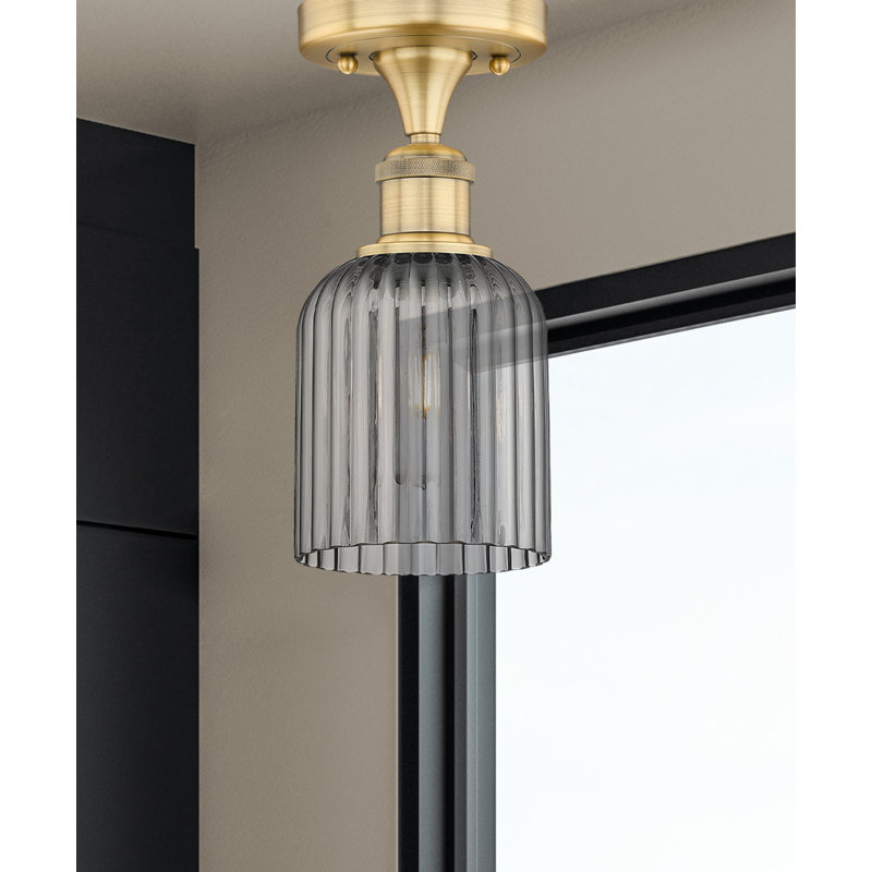 Edison - Adriena - Plafonnier semi-encastré 5 "1 lumière, Laiton brossé, Gris fumée