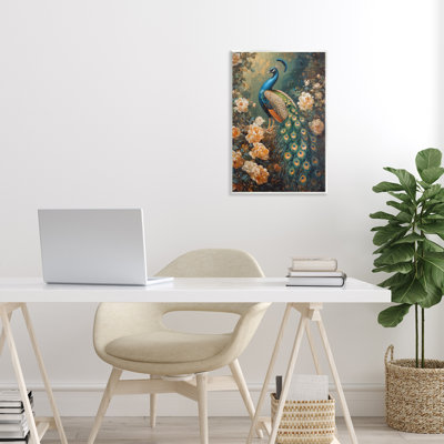 «Blue Morris Inspired Peacock», plaque murale par Petal Prints Design