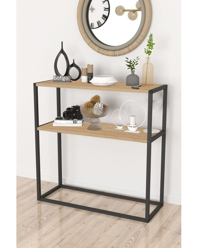 Aigar 90cm Console Table, Beige/Black