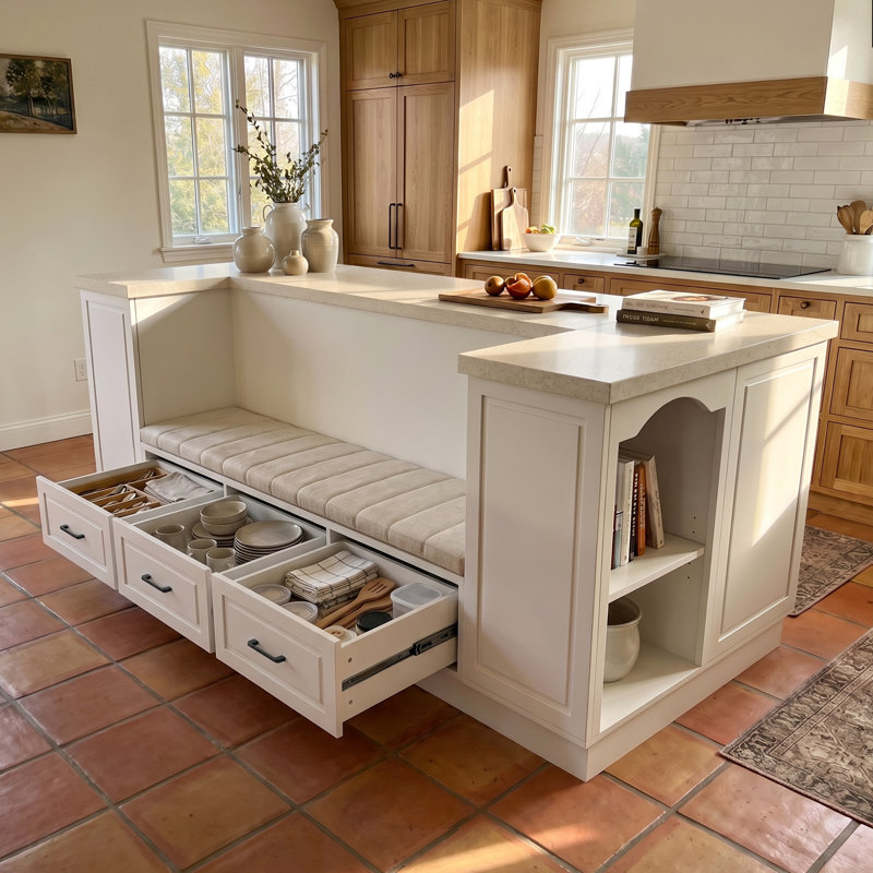 Îlot de cuisine l 94,5 po avec 6 tiroirs et 6 portes