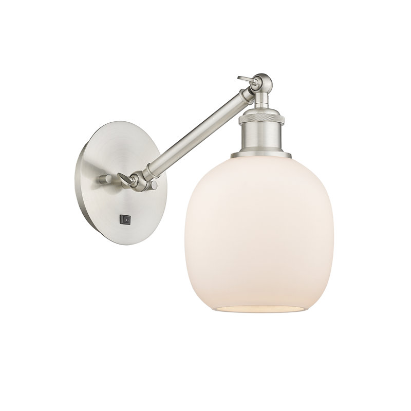 Shauna Armed Sconce, Matte White, LED, Polished Chrome