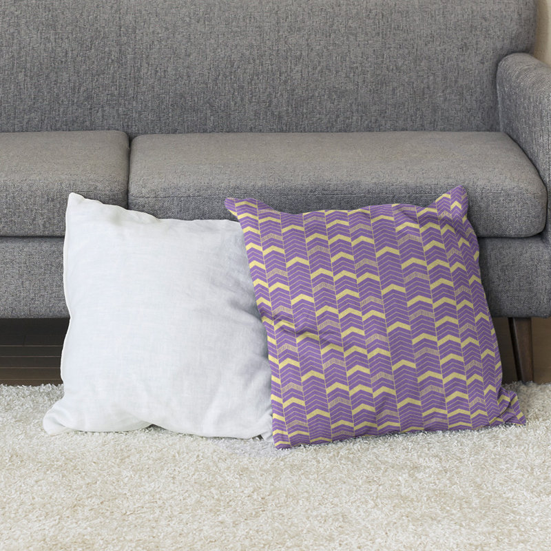Coussin Rhonda, 28 po x 28 po, Mauve/jaune, Bourre en polyester