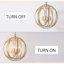 4 Light Dimmable Gold  Metal Globe Chandelier