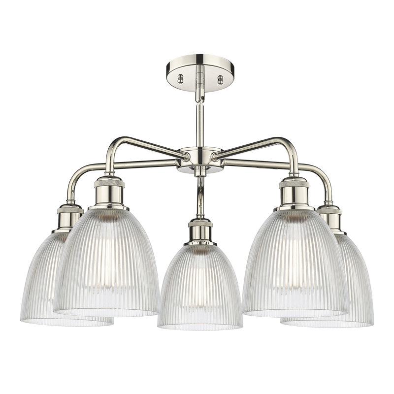 Lustre en dôme à intensité variable à 5 lumières Densel, Transparent, Nickel poli