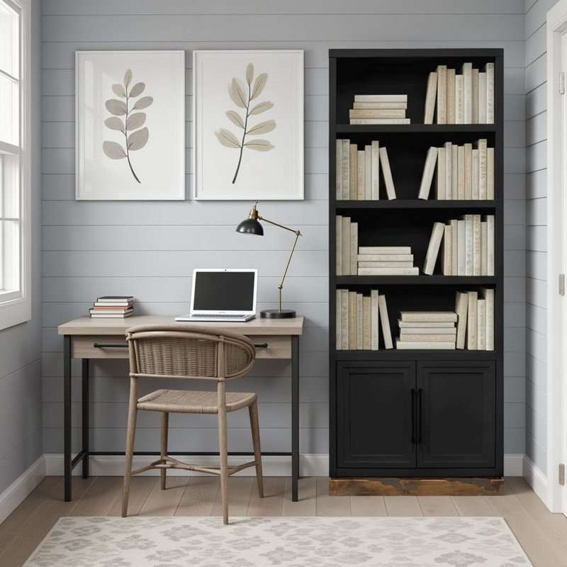 Bibliothèque en bois massif Katoria, Black