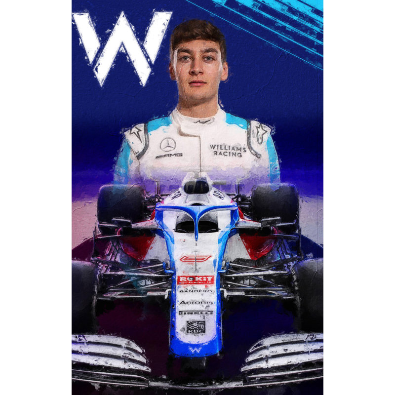 George Russell 3 Formula One Racing Drivers Collection - Art Prints, 50.7cm H x 40cm W x 0.11cm D, Metal