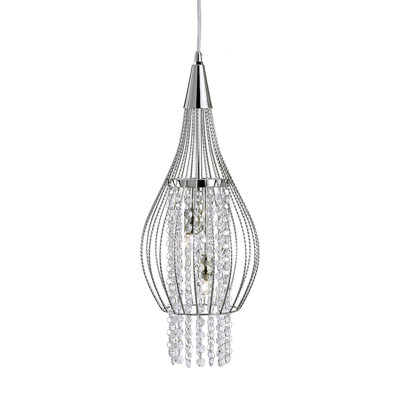 2 - Light Chrome Teardrop Pendant