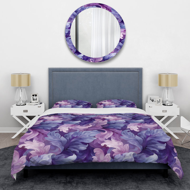 Ensemble de housse de couette Lavender Fluid Dreams I - Modern, Housse de couette simple + 2 taies décoratives st