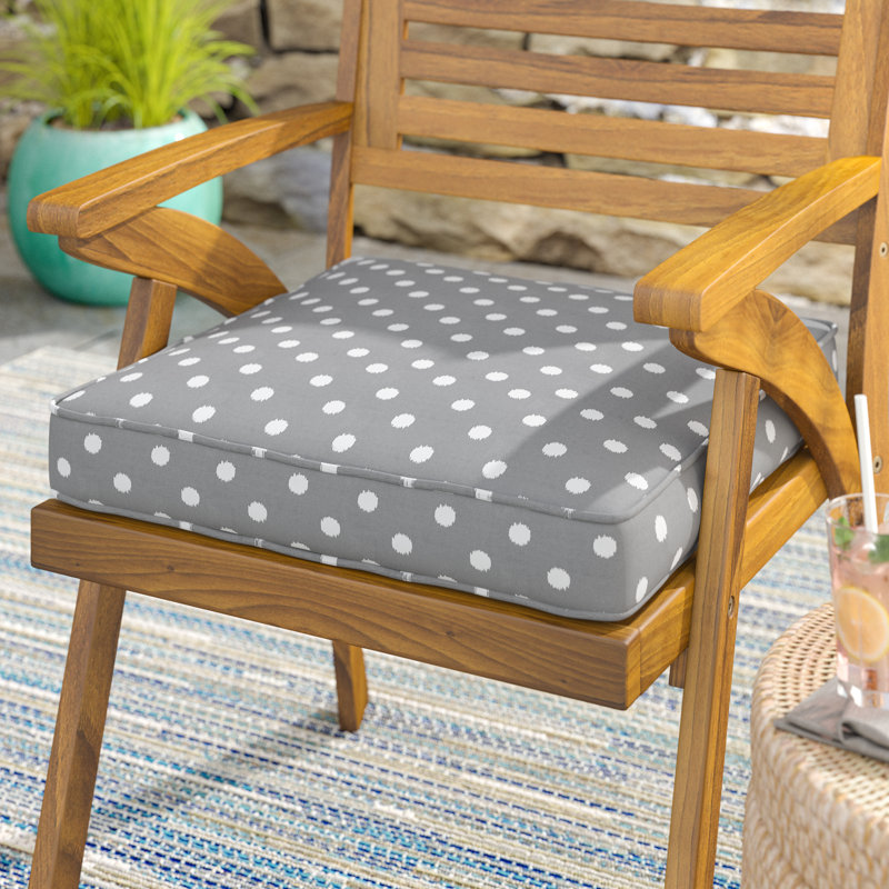 Jaroslav Outdoor 3'' Dining Chair Back Cushion, Dots Grey, 19" W x 19" D