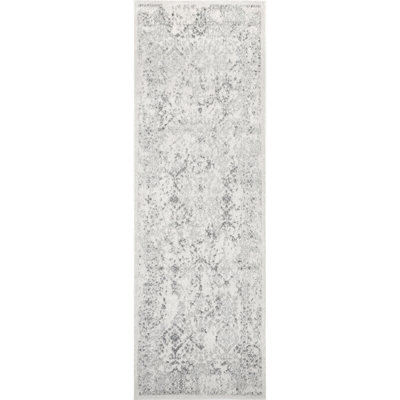 Almirka Medallion Runner Rug for Living Room Bedroom Dining Room Entryway Hallway Kitchen, Ivory/Grey