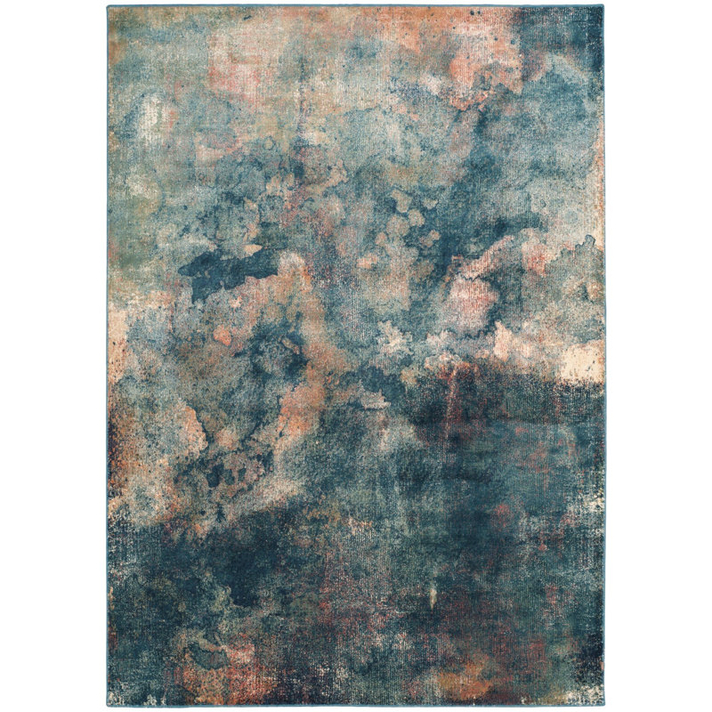 Tapis à motif abstrait vert / brunertaertaertaerta, Rectangle 9 pi x 12 pi