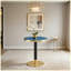 Table basse ronde de luxe moderne 23,6 po, plateau en panneau de fibres à densité moyenne à texture marbrée avec finition peinture UV, bordure en acier inoxydable, pieds en métal, table d'appoint de salon-130621722