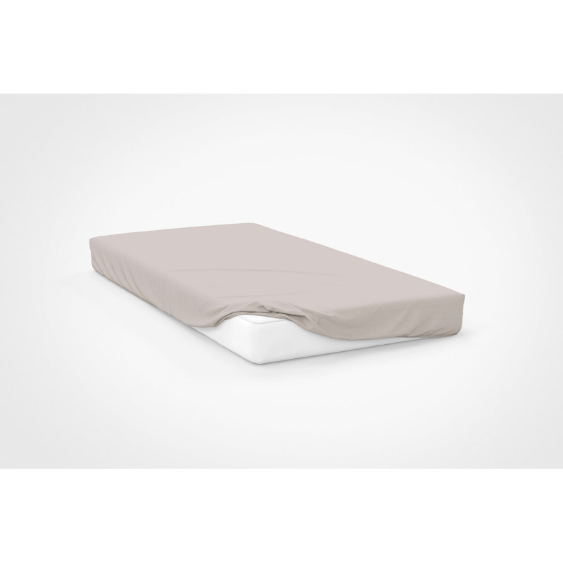 Sateen Fitted Sheet, Oyster, Double (4'6)