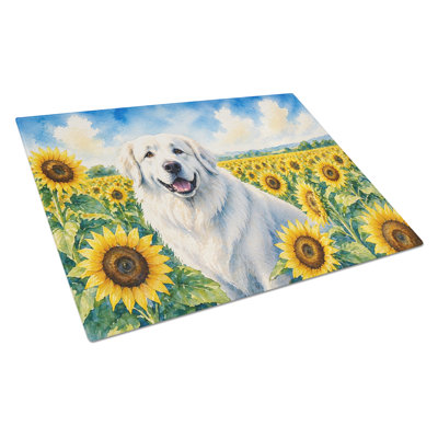 Great Pyrenees in Sunflowers Cutting Board