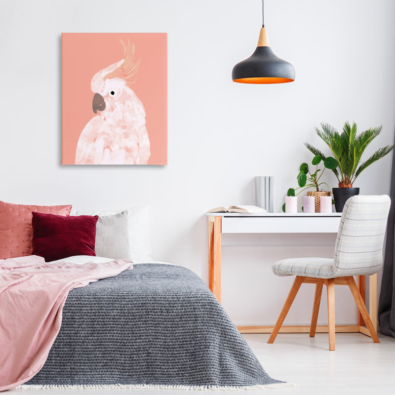 Cockatiel sur toile rose par Chen Alyesh, H 20 po x l 16 po