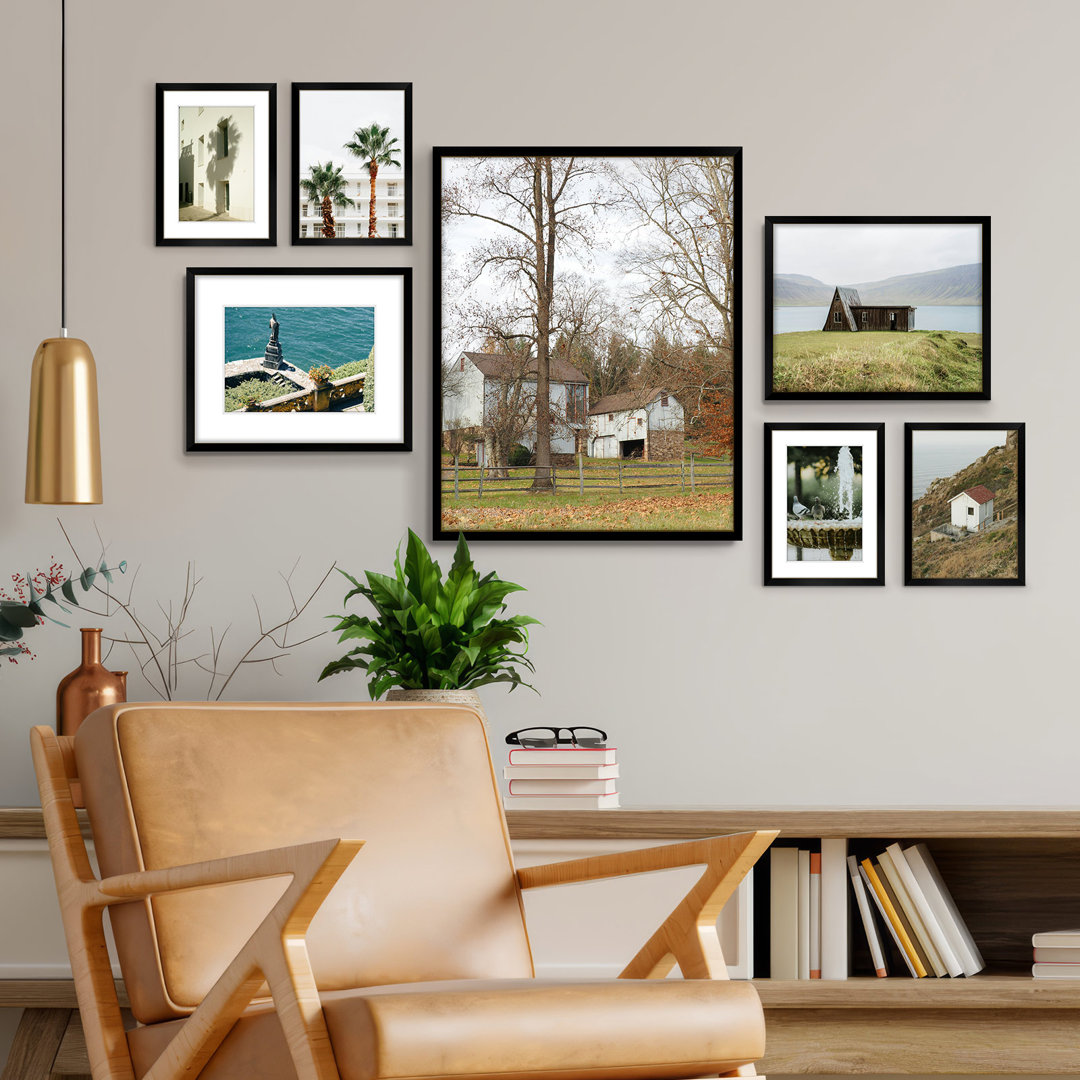 Drennon 7 Pieces Gallery Wall Frame with Glass Front, Hanging or Tabletop Display Basics by Wayfair®