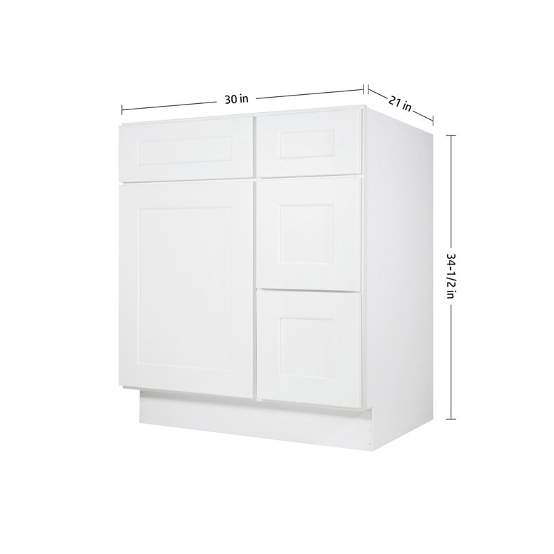 Shaker White Solid Wood Freestanding Vanity Cabinet with Drawers