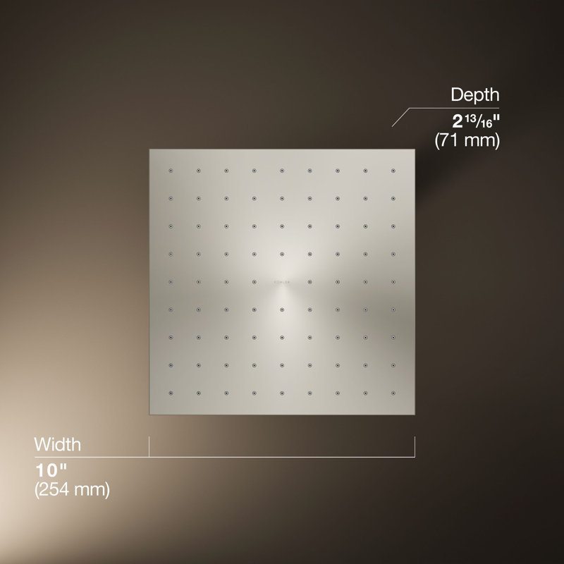 Contemporary Multi Function Rain Shower Head, Vibrant Polished Nickel, 1.75 GPM, Square