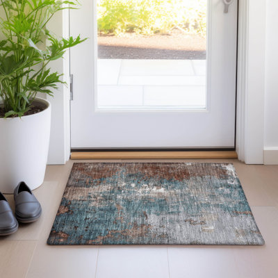 Machine Washable Indoor/Outdoor Xhevrie Paprika Rug