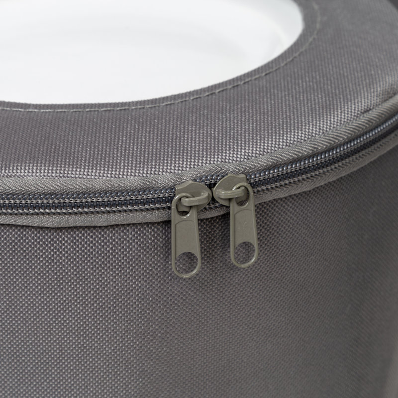 Gray Polyester 8" Round Dinnerware Storage Box with Zipper