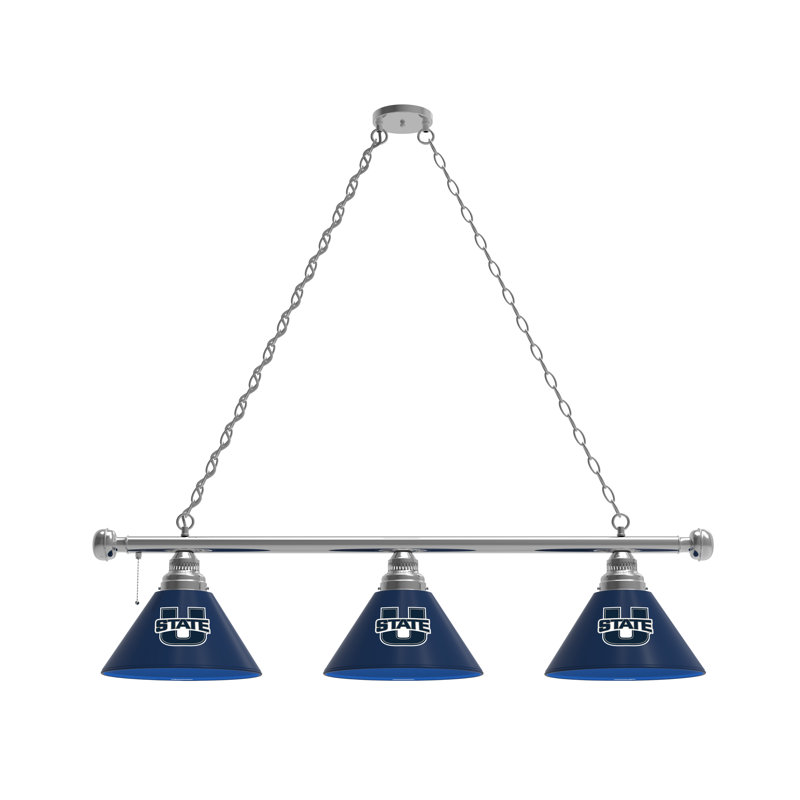 3 - Light Pool Table Lights Pendant, Chrome, Utah State Aggies
