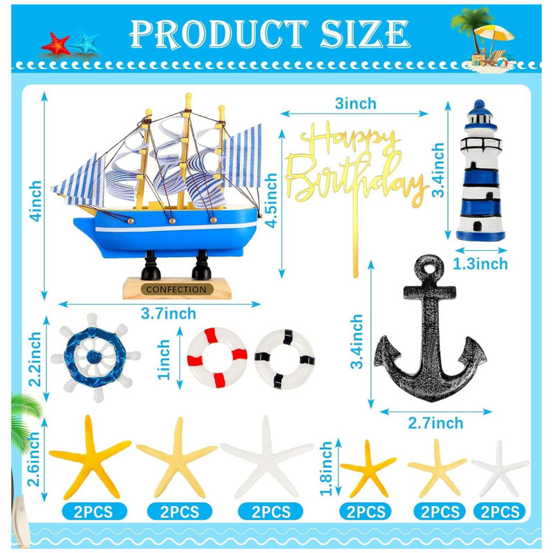 Ensemble de gâteau 19 pièces Nautical Pirate