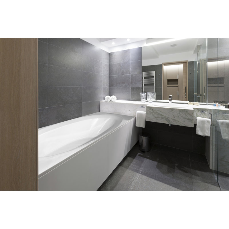 Ovation 84'' L Soaking Bathtub, White, Polished Chrome