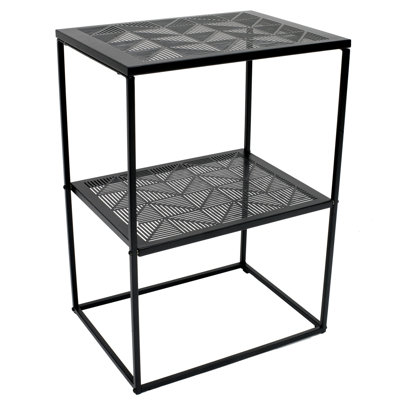 Table de bout moderne noire - Conception élégante en métal, structure robuste, taille compacte, assemblage facile