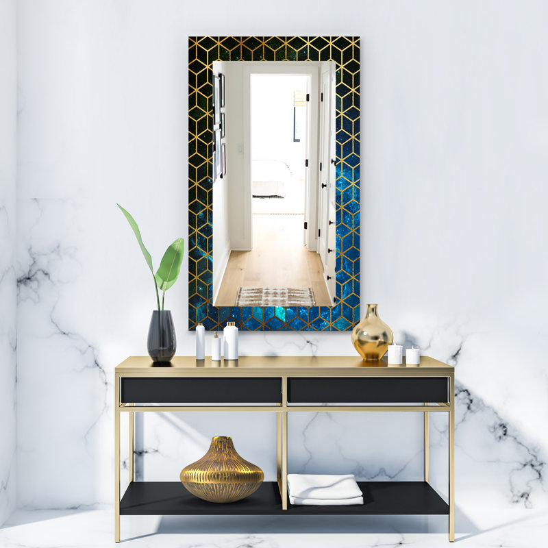 Mirror, 39.4" H x 29.5" W, Blue/Gold