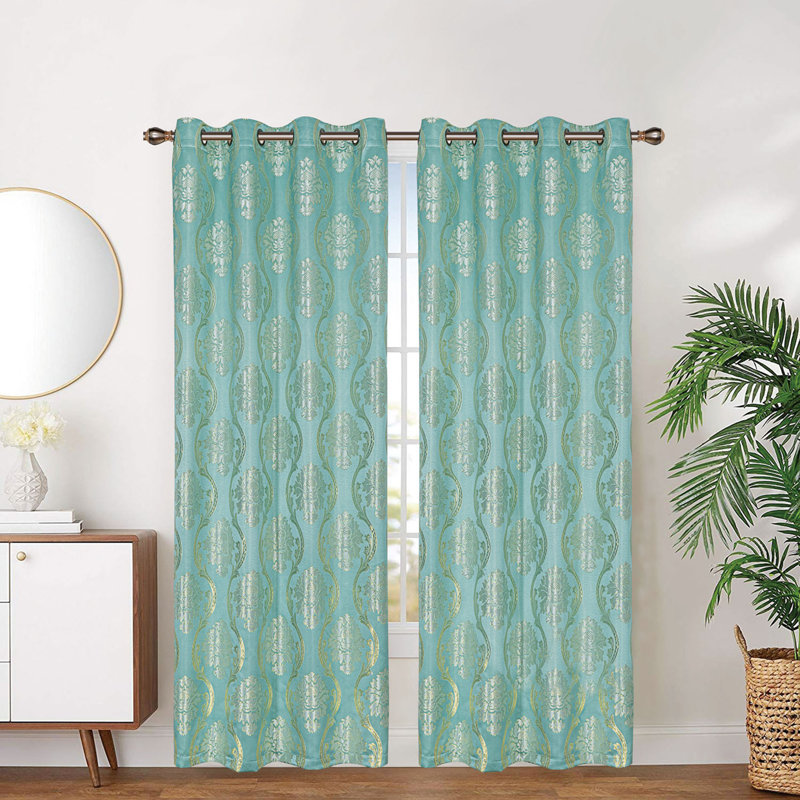 Aelia Room Darkening Curtain Single Panel, Aqua