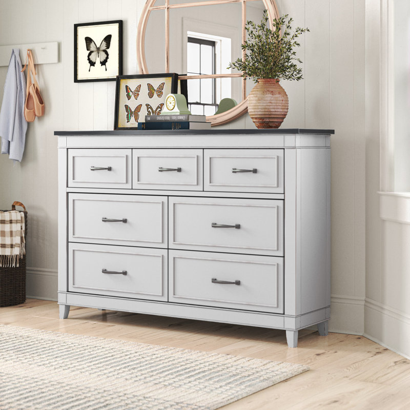 Commode double l 7 po Zorine, Blanc / gris