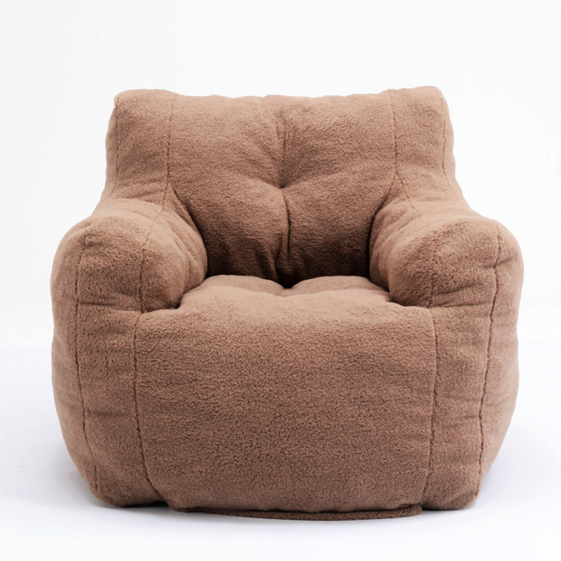 Fauteuil à billes 39,37 po Almon, Tissu café Teddy