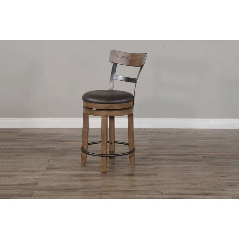 Meilani Swivel Upholstered Counter Stool, Counter Stool (24" Seat Height), Buckskin