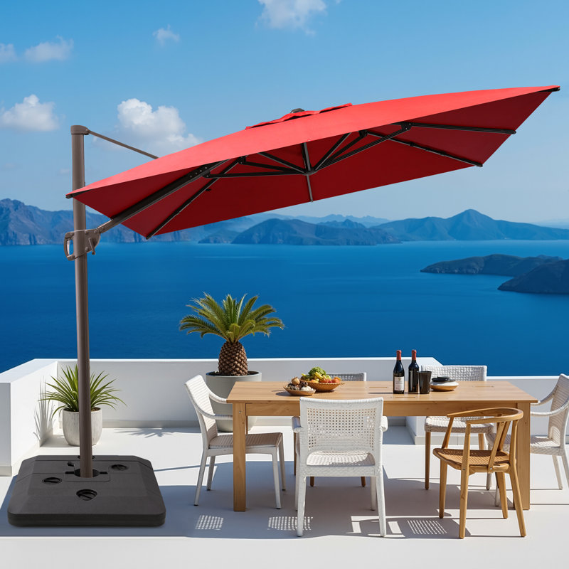 11' X 9' Rectangular Cantilever Umbrella, Base Included, Rouge