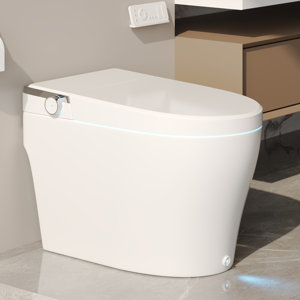 Smart Toilet with Bidet Wash Auto Sensor Flush Kick Flush Heated Seat Warm Wash(Remote Included)