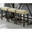 Table de salle à manger brune 4 pièces ensemble de table de salle à manger unique avec 3 tabourets USB capitonnés Beige