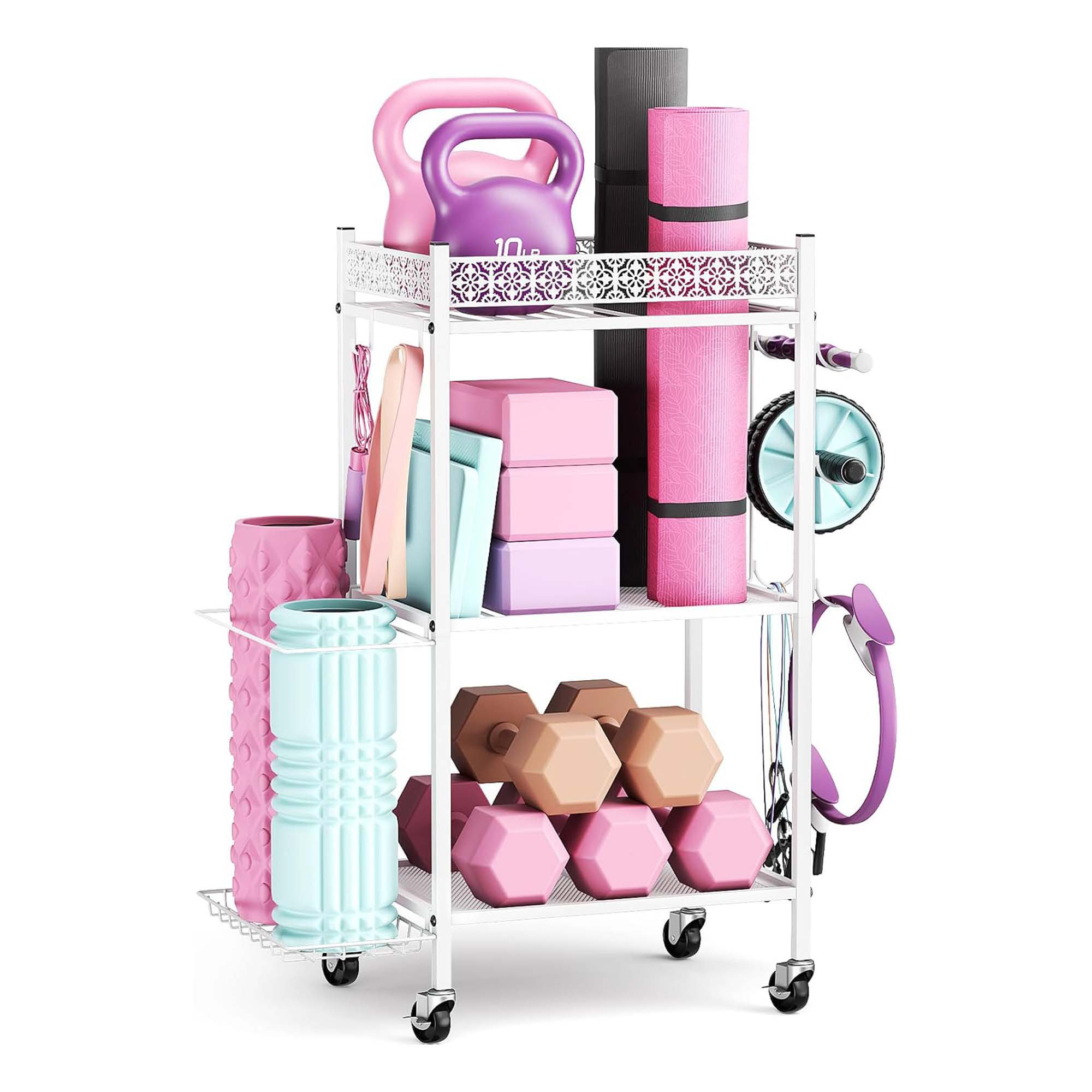 Arlmont & Co. Home Gym Storage Rack 1 Piece, Yoga Mat Organizer with 3 ...