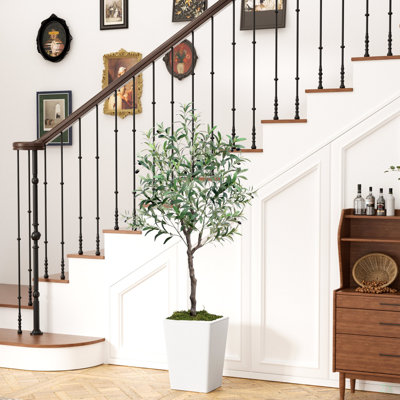 Olive artificielle 5 pi avec pot et mousse, plantes artificielles pour la décoration de bureau personnel
