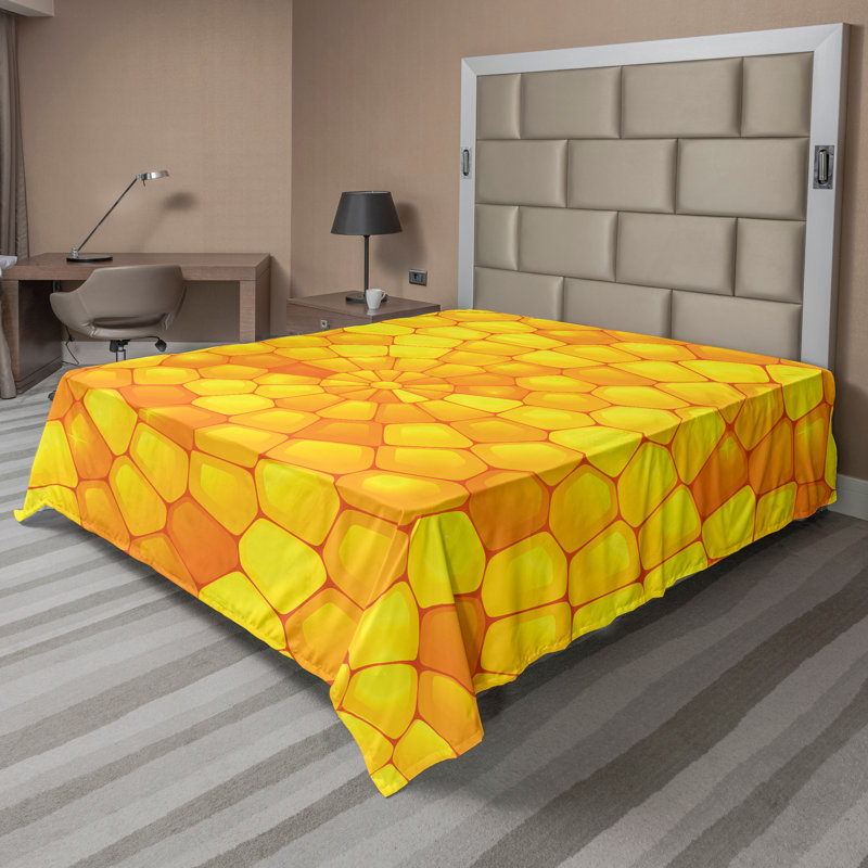 Ambesonne Nature Top Flat Sheet Glisten Fish Sunlight King Blue Purple White, Orange, jaune / abstrait
