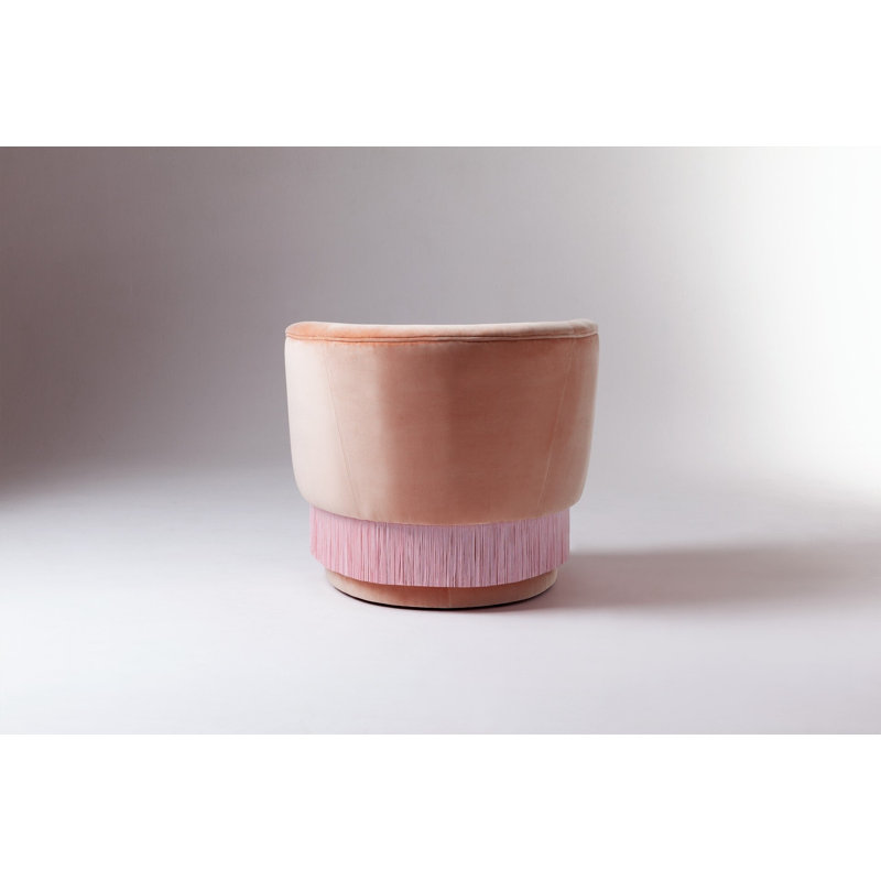 La Folie Barrel Chair, Peach Velvet