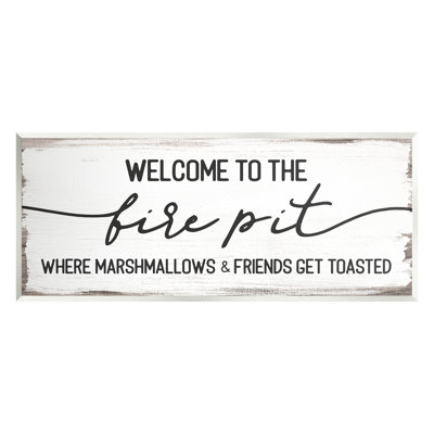 Welcome Fire Pit Humorous Friends Camping Rustic Sign by Daphne Polselli - Unframed Textual Art on MDF