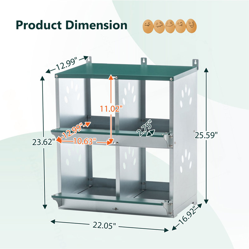 Boîtes de nidification à 4 compartiments pour poules, boîtes de nidification en métal pour œufs